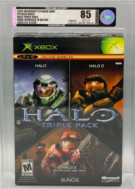 Halo Triple Pack Microsoft Xbox Sealed New VGA 85 Graded Halo 1 & 2 + Map Pack